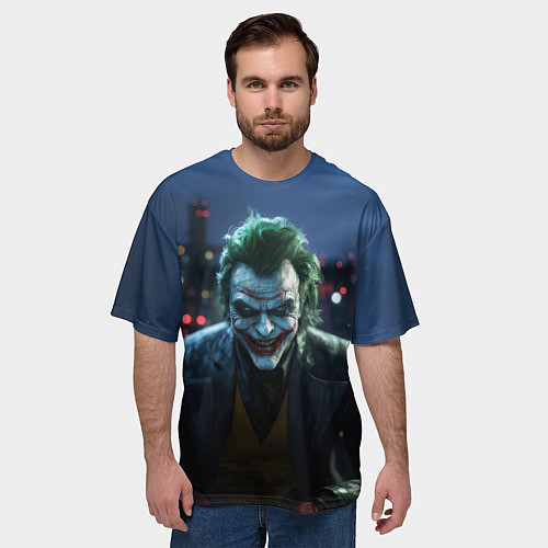 Мужская футболка оверсайз Зловещий Джокер / 3D-принт – фото 3