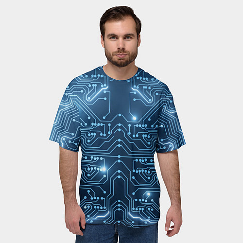 Мужская футболка оверсайз Системная плата / 3D-принт – фото 3