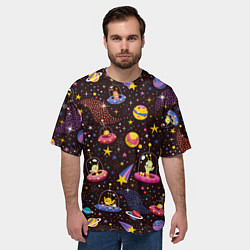 Футболка оверсайз мужская Мультяшные космические обитатели, цвет: 3D-принт — фото 2