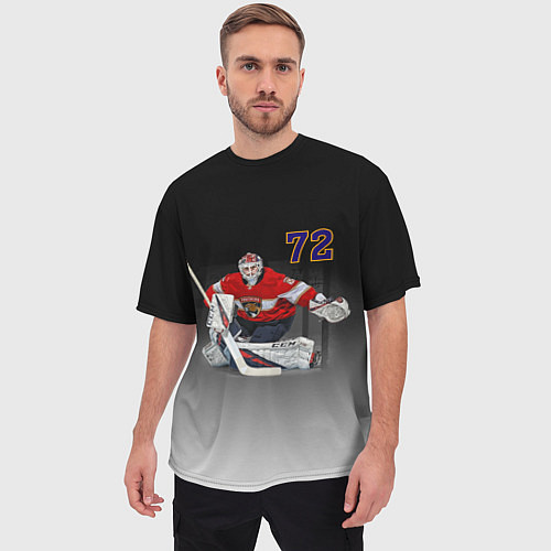 Мужская футболка оверсайз Sergey Bobrovsky is goalkeeper of the Florida Pant / 3D-принт – фото 3