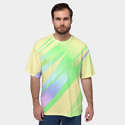 Футболка оверсайз мужская Жёлто-зелёный полосатый, цвет: 3D-принт — фото 2