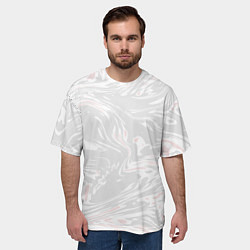 Футболка оверсайз мужская Серо-розовые разводы - абстрактный узор, цвет: 3D-принт — фото 2