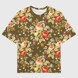 Футболка оверсайз мужская Розы садовые и цветы полевые, цвет: 3D-принт
