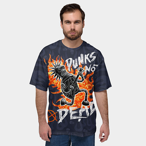 Мужская футболка оверсайз Панк рок с Бендером из Футурамы на металле / 3D-принт – фото 3