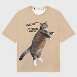 Футболка оверсайз мужская Работать не могу у меня лапки кот Марс, цвет: 3D-принт