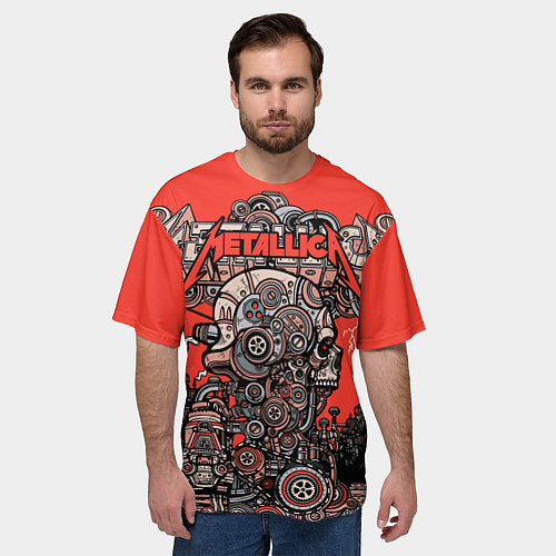 Мужская футболка оверсайз Metallica - iron skeleton / 3D-принт – фото 3
