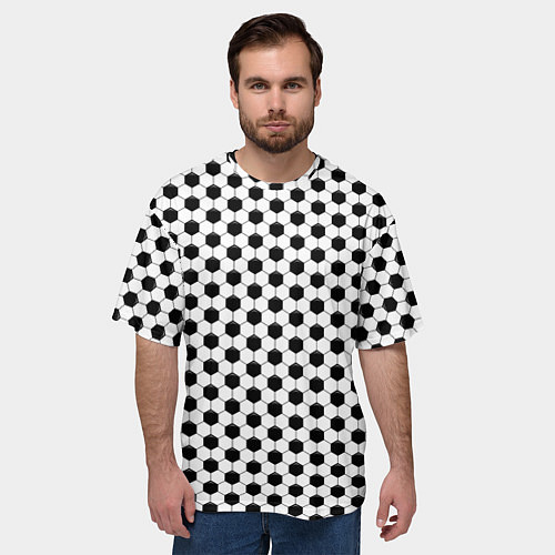 Мужская футболка оверсайз Текстура футбольного мяча / 3D-принт – фото 3
