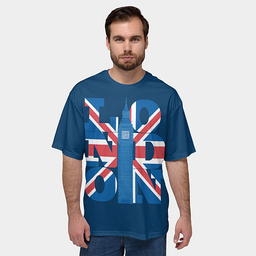 Мужская футболка оверсайз Лондон - флаг Великобритании / 3D-принт – фото 3