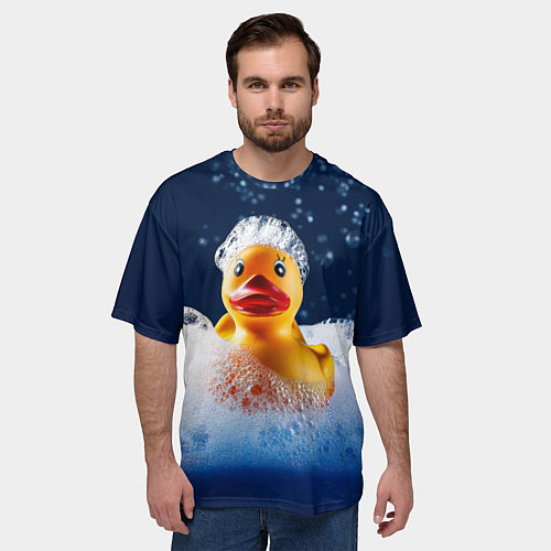 Мужская футболка оверсайз Резиновая уточка в мыльной пене / 3D-принт – фото 3