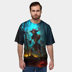 Футболка оверсайз мужская Скелет в мрачном лесу, цвет: 3D-принт — фото 2