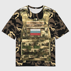 Футболка оверсайз мужская Бронежилет армейский - камуфляж, цвет: 3D-принт
