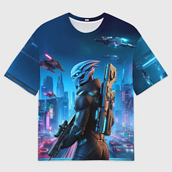 Футболка оверсайз мужская Mass Effect - neon glow fantastic, цвет: 3D-принт