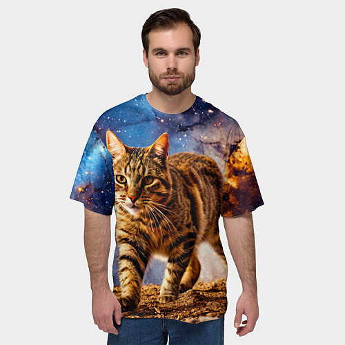 Мужская футболка оверсайз Пиксибоб в космосе / 3D-принт – фото 3