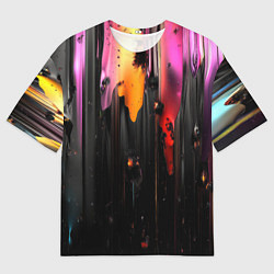 Футболка оверсайз мужская Разноцветная рельефная краска текстура, цвет: 3D-принт