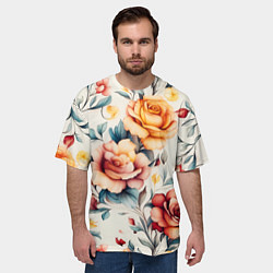 Футболка оверсайз мужская Паттерн с переплетением цветов, цвет: 3D-принт — фото 2