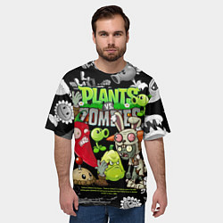 Футболка оверсайз мужская Растения против зомби персонажи, цвет: 3D-принт — фото 2