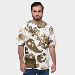 Футболка оверсайз мужская Растения против зомби в бежевых тонах, цвет: 3D-принт — фото 2