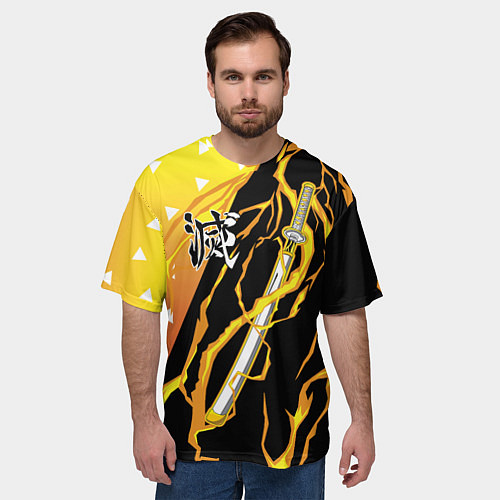 Мужская футболка оверсайз Zenitsu Agatsuma - Kisatsutai / 3D-принт – фото 3