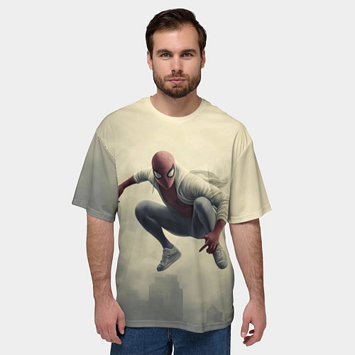 Мужская футболка оверсайз Человек паук в прыжке / 3D-принт – фото 3