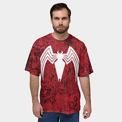 Футболка оверсайз мужская Знак венома на красном, цвет: 3D-принт — фото 2