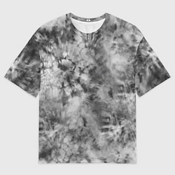 Футболка оверсайз мужская Серый тай дай - абстракция, цвет: 3D-принт