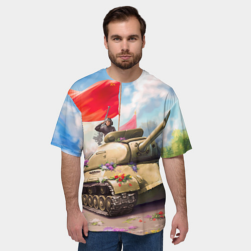 Мужская футболка оверсайз Русский танк / 3D-принт – фото 3