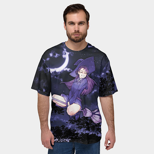 Мужская футболка оверсайз Веселая ведьма летит на шабаш / 3D-принт – фото 3
