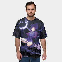Футболка оверсайз мужская Веселая ведьма летит на шабаш, цвет: 3D-принт — фото 2