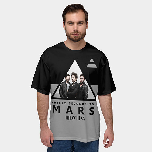 Мужская футболка оверсайз 30 Seconds to Mars - poster / 3D-принт – фото 3
