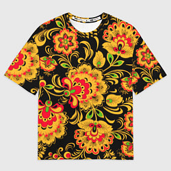 Футболка оверсайз мужская Хохлома - роспись, цвет: 3D-принт