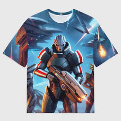 Футболка оверсайз мужская Mass Effect - space fantasy, цвет: 3D-принт