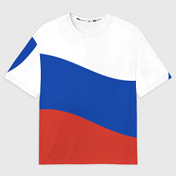 Футболка оверсайз мужская Флаг России волной, цвет: 3D-принт
