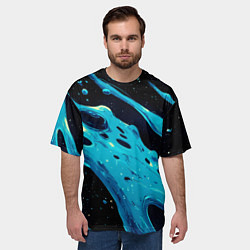 Футболка оверсайз мужская Синие волны краски на черном, цвет: 3D-принт — фото 2