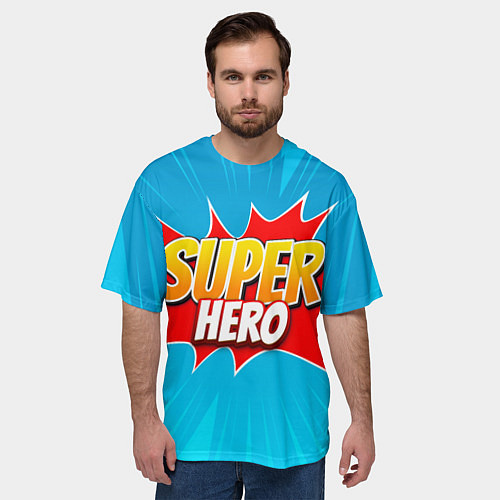 Мужская футболка оверсайз Superhero comic style / 3D-принт – фото 3