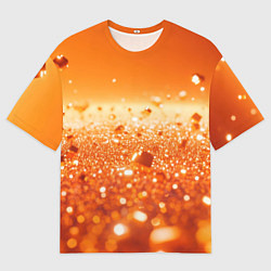 Футболка оверсайз мужская Оранжевые блестящие частицы текстура, цвет: 3D-принт