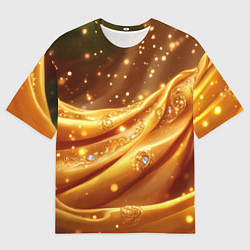 Мужская футболка оверсайз Золотая ткань с блестками