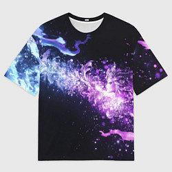 Футболка оверсайз мужская Фиолетово-синяя абстрактная волна, цвет: 3D-принт