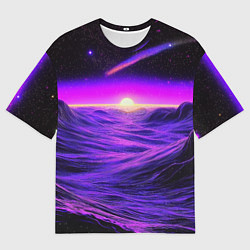 Мужская футболка оверсайз Космический пейзаж и комета