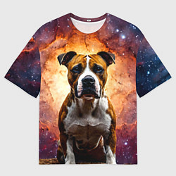 Футболка оверсайз мужская Американский стаффордширский терьер в космосе, цвет: 3D-принт