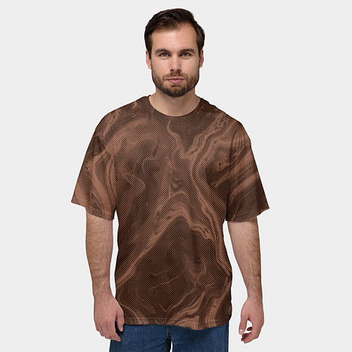 Мужская футболка оверсайз Коричневый абстракция в точку / 3D-принт – фото 3