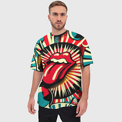 Футболка оверсайз мужская Logo of the Rolling Stones - pop art, цвет: 3D-принт — фото 2