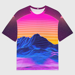 Мужская футболка оверсайз Неоновый закат