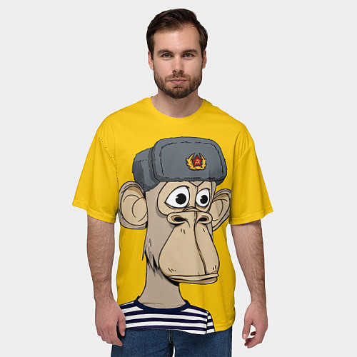 Мужская футболка оверсайз NFT ape turtleneck / 3D-принт – фото 3