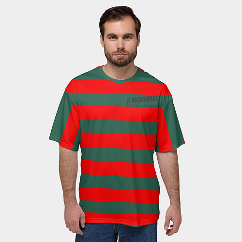 Мужская футболка оверсайз Полоски Фредди Крюгера / 3D-принт – фото 3