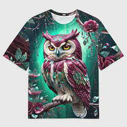Футболка оверсайз мужская Волшебная сова в самоцветном лесу, цвет: 3D-принт