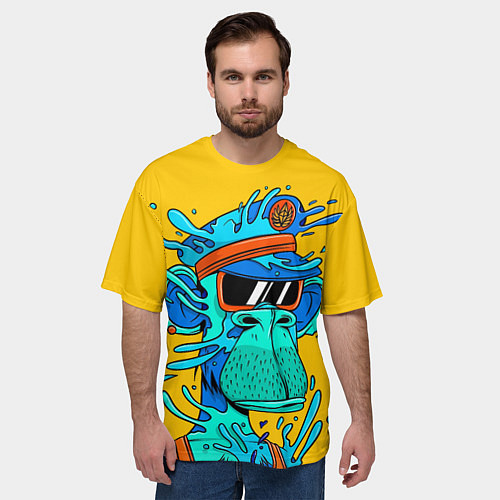 Мужская футболка оверсайз NFT water ape / 3D-принт – фото 3