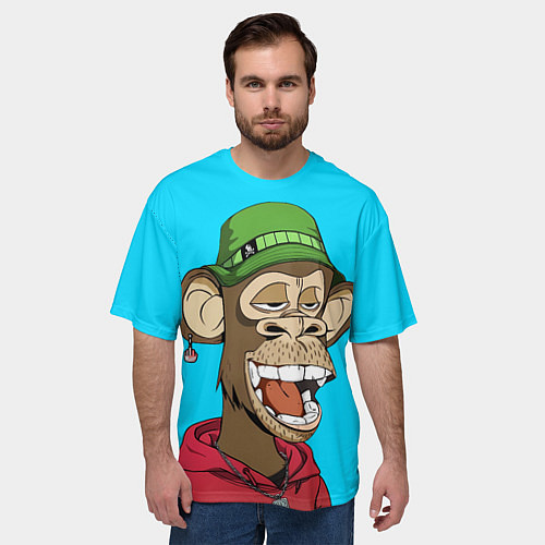 Мужская футболка оверсайз NFT smile ape / 3D-принт – фото 3