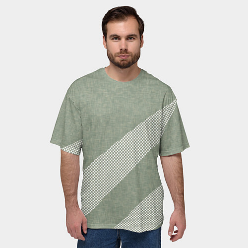Мужская футболка оверсайз Светлый серо-зелёный абстрактный / 3D-принт – фото 3