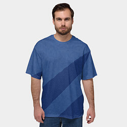 Футболка оверсайз мужская Синий текстурный с полосой, цвет: 3D-принт — фото 2