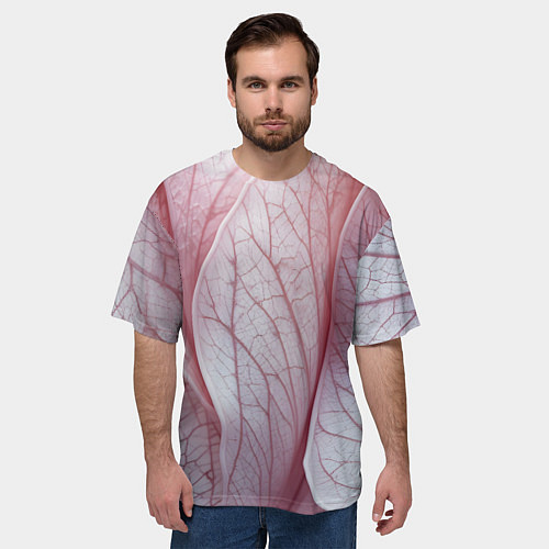 Мужская футболка оверсайз Розовые листья / 3D-принт – фото 3